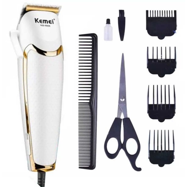 Kemei® Επαγγελματική Κουρευτική Μηχανή Ρεύματος 12W Ρυθμιζόμενου Μήκους με Χτένα και Ψαλίδι Professional Hair Trimmer KM-4806